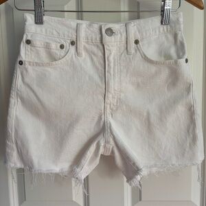 Madewell white high-rise jean shorts